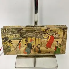 韓国 伝統絵画モチーフ 本革長財布 Genuine Leather がま口財布
