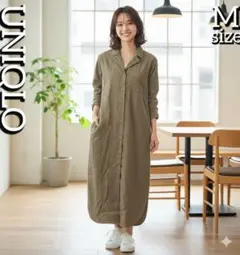 ✨UNIQLO ベージュ Mサイズ コーデュロイ シャツワンピース