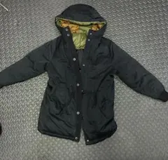 ZARAキッズ 140cm中綿リバーシブルダウン フード付き ストライプ