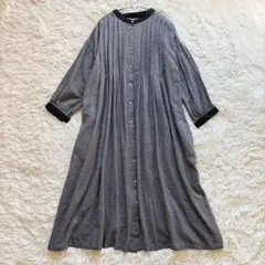 美品 TUTIE ツチエ コットン杢起毛前後2wayロングワンピース グレー