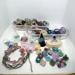 ハンドメイド ビーズリング ネックレスセット
