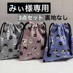 みぃ様専用 ハンドメイド　巾着袋　コップ袋 3点セット　フレブル柄　裏地なし