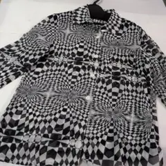 #7B.シースルーMAGIC MONDAY オプティカル柄長袖シャツ未使用