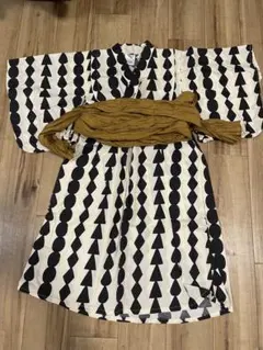 キッズ 浴衣ドレス 幾何学模様 帯付きのサムネイル