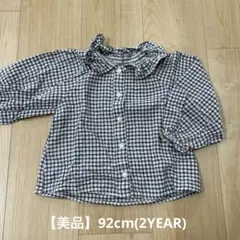 【美品】ZARA KIDS チェックシャツ フリル襟 ブラウス 92cm
