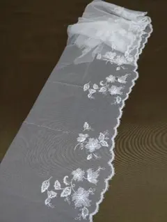 （RS10814）約24cm幅×約1.75m・白のチュールレース