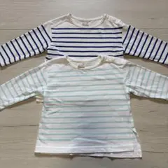 【2枚セット】petit main ボーダー長袖Tシャツ 80