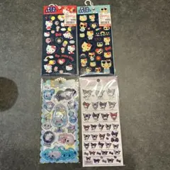 デニムステッカーキティ　日焼けキティ　ウォーターシール　4サイズステッカークロミ