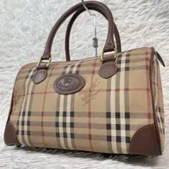 美品✨バーバリー ミニボストン ノバチェック シャドーホース ロゴ PVC