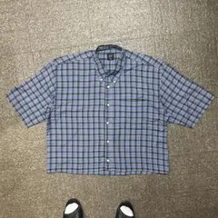 ユーロ　古着　短丈　ボックスカット　半袖　チェック　シャツ　cityboy
