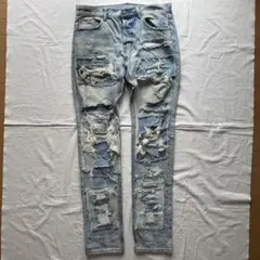 ら*り様 ミニマル mnml ハードクラッシュリペアデニム サイズ33ダメージ加