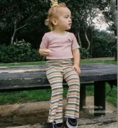 bel&bow ボーダーフレアパンツ