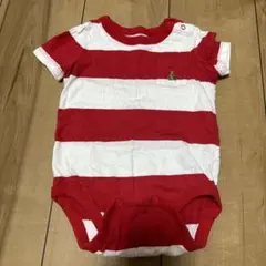赤と白ストライプ 半袖ロンパース 95cm以下