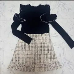 フリル付き黒ニット長袖 GRL dr342