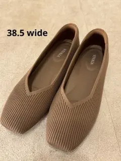 VIVIA ニット素材 ブラウンフラットシューズ　38.5 2E