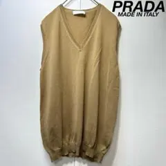 希少 PRADA 上質 ウール Vネック デザイン ニット ベスト 50