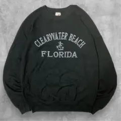JERZEES スウェット L ブラック プリントロゴ USA製 クルーネック