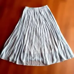 プリーツロングスカートライトブルー