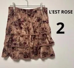 L'EST ROSE レストローズ スカート　花柄　ベロア　美品　2