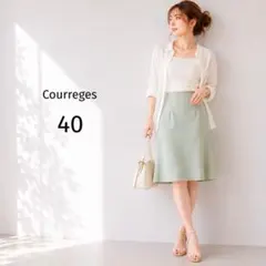 Courreges クレージュ 膝丈スカート 40 L ウール アンゴラ 秋冬のサムネイル