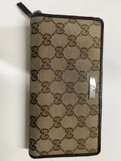 GUCCI GGパターン 長財布 ベージュ×ブラウン 中古】 グッチ GUCCI 長財布 GG柄 GGキャンバス ブラウン ベージュ