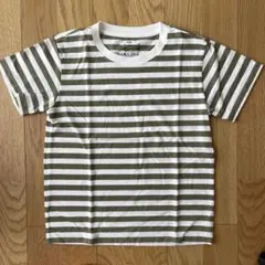 無印良品 ボーダー柄 半袖Tシャツ カーキ×ホワイト 120cmのサムネイル