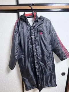 adidas フード付きベンチコート 黒/赤
