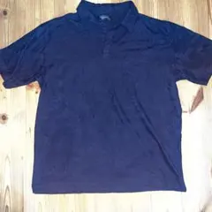 ネイビー 総柄　ポロシャツ Lサイズ