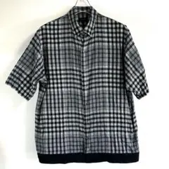 美品 JOSEPH HOMME 黒系チェック半袖シャツジャケット メンズ 50のサムネイル