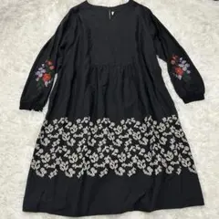 ✨美品✨ スーパーハッカ 花柄刺繍 長袖ワンピース SUPER HAKKA