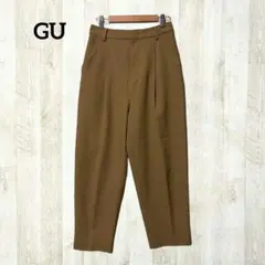 GU スラックス テーパードパンツ M 茶色 ハイウエスト イージーパンツ 定番