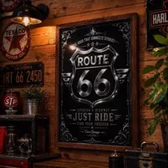 Route66 メタル アメリカンガレージ ポスター インテリア 壁掛け レトロのサムネイル
