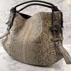 ほぼ未使用品JRA認定 日本製 蛇革 パイソンレザー×本革 セミショルダーバッグ