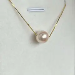 【特価品】あこや真珠　一粒スルーネックレス　スライド式　ベネチアンチェーン