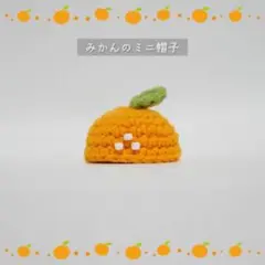 みかん　ミニ帽子　ニット帽　ミニチュア帽子　フルーツ　果物　黄色　小動物　人形用