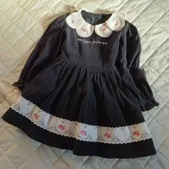 メゾピアノ　オールド　コーデュロイ　ワンピース　花柄