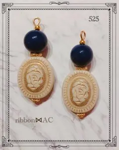 【再販】薔薇とネイビーブルーのピアス✤525