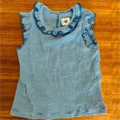 プチバトー！美品！ノースリーブボーダーフリルタンクトップ 12m86cm