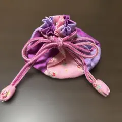 ハンドメイド⭐︎パッチワーク巾着袋 紫 ピンク 花柄