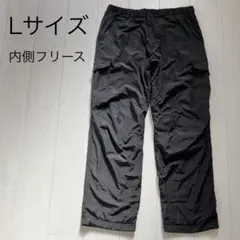 冬用 裏フリース ブラック ワークパンツ カーゴ 暖パン 長ズボン メンズ L