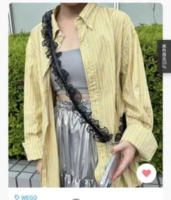 【WEGO WC】フリル付きブラックショルダーストラップ　フリルストラップ