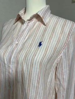 ラルフローレン　リネンシャツ　オレンジストライプS