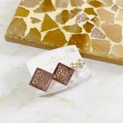 定価¥1,430【新品未使用】スクエア×ゴールドイヤリング　4個セット　シンプル