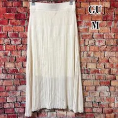 新品☆GU☆ニットロングスカート 裏地あり　透かし編み　ロング丈　アイボリー　M
