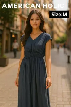 【一点物】美品 AMERICAN HOLIC ロングワンピース 黒 M a12