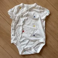 クマ刺繍 ホワイトロンパース