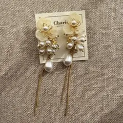 フラワー ロングピアス 結婚式 ハンドメイド