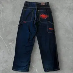 90’s hiphop tribal streetwear 極太デニム　濃紺