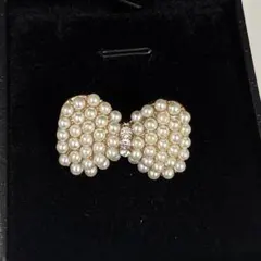 パール調　リボン型　デコレーションパーツ　ゴールド