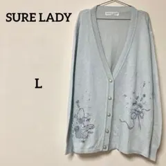 SURE LADY 刺繍入りVネックカーディガン Lのサムネイル